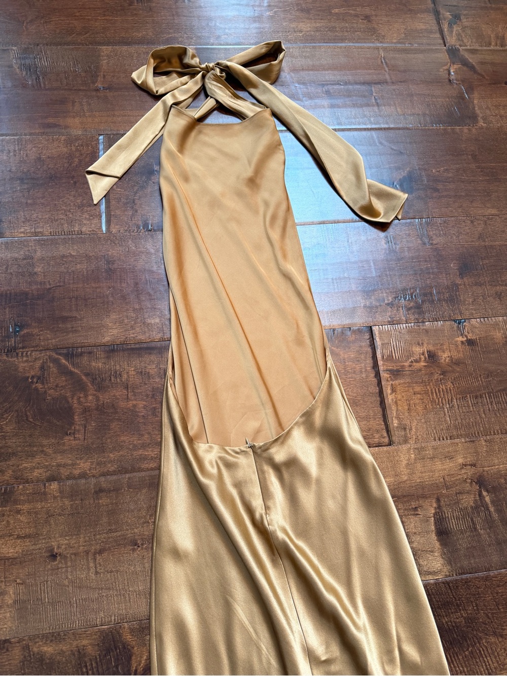AEXAE Silk Backless Maxi Dress in Light Brown - Picture 6 of 12